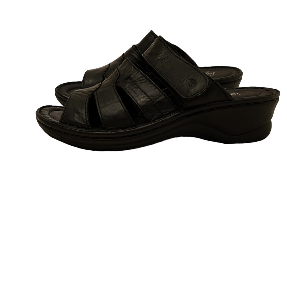 Josef Seibel Leather Mule Sandals - Black Catalonia - Size 8 1/2 - NWOT